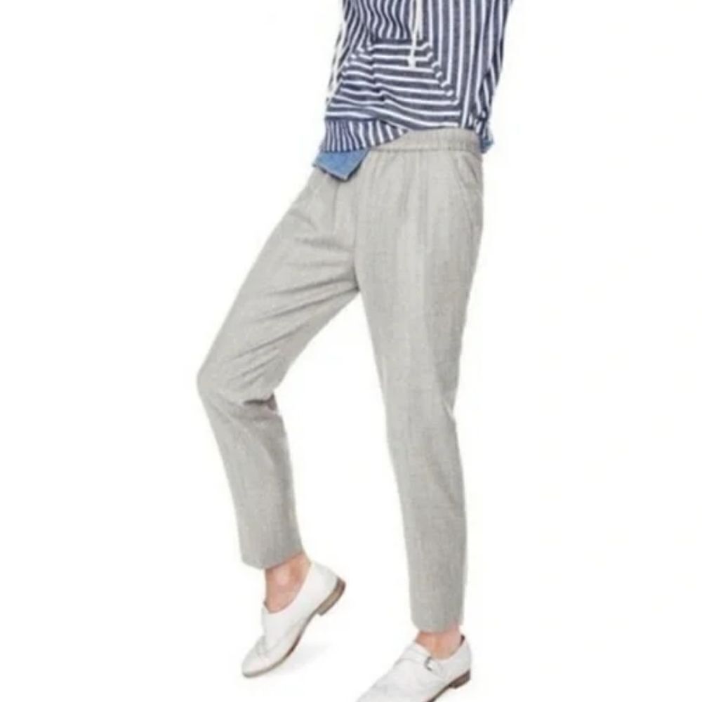 J. Crew Harlow Elastic Eaist Drawstring Pants Light Grey  B6504 Sz 4 Wool Blend